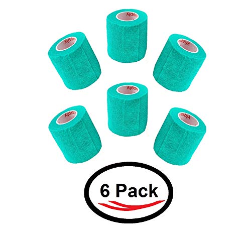 2 Inch Self Adhesive Bandage Wrap & Athletic Tape - 6Pk, Teal - color: Teal, size: 6 Rolls