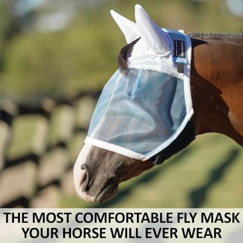 Schneiders X-Spand Mosquito Mesh II Fly Horse Masks | Enhanced Comfort & Visibility | Jaw for Natural Movement | 40% UV Protection | Reflective Safety Features - size: Cob, style: With Ears