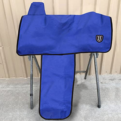 Harrison Howard Long-Lasting 6 Elastic Straps 600 Denier Waterproof Western Saddle Cover-Blue - color: Blue
