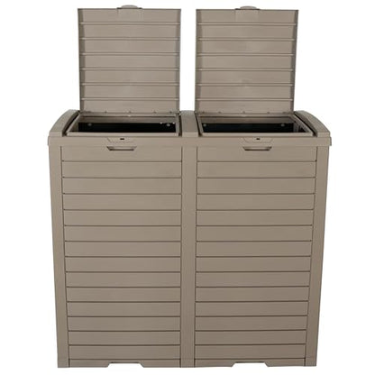 BTEXPERT 62 Gallon Outdoor Garbage Trash Can, Waterproof Resin Double Lid Drip Tray, Outside Trash Bin for Hideaway Patio Waste, Kitchen, Backyard, Deck, Pool Gray - size: 1 Pack