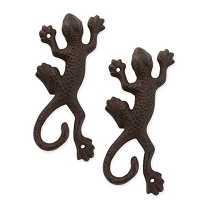 DII Cast Iron Decorative Wall Hook Set, Lizard, 2 Count - size: Lizard
