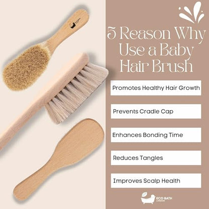 Eco Bath London Baby Brush with Goat Hair - Ultra Soft Baby Bath Brush for Newborns, 100% Natural Baby Brush
