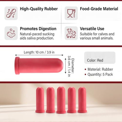 HEEPDD 5Pcs 10cm Length Rubber Calf Milk Drink Nipple | Calf Feeding Bottle Nipple Small Animal Nursing Bottle Nipples Farm Animal Feeding Supplies