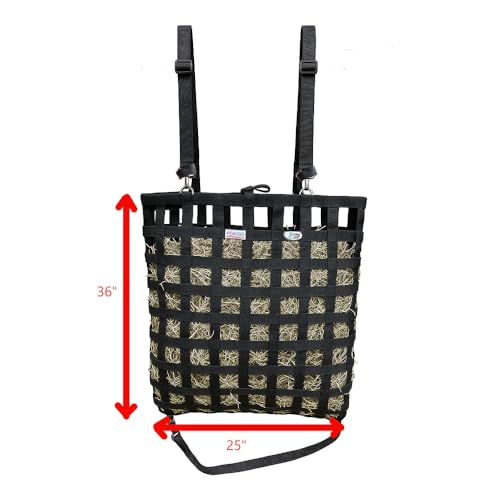Tahoe Patented 4-Sided Slow Feed Hay Bag with Super Tough Bottom – 2"x2" Openings, Easy-Fill Plastic Ring Top, Holds 4 Flakes, Reinforced Nylon, Dust-Draining Design, 1-Year Warranty - color: Pink
