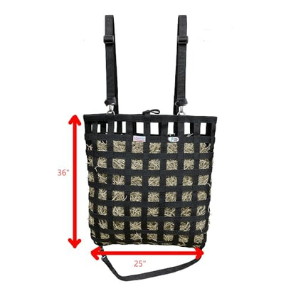 Tahoe Patented 4-Sided Slow Feed Hay Bag with Super Tough Bottom – 2"x2" Openings, Easy-Fill Plastic Ring Top, Holds 4 Flakes, Reinforced Nylon, Dust-Draining Design, 1-Year Warranty - color: Pink
