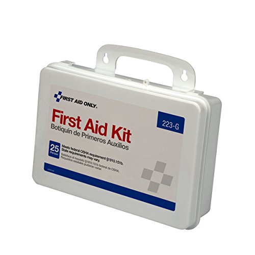 First Aid Only 223-G 25-Person OSHA-Compliant First Aid Kit for Office, Home Renovation, Job Sites, and Construction Vehicles, Gasket Provides Extra Water Resistance, 107 Pieces