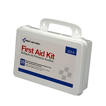 First Aid Only 223-G 25-Person OSHA-Compliant First Aid Kit for Office, Home Renovation, Job Sites, and Construction Vehicles, Gasket Provides Extra Water Resistance, 107 Pieces