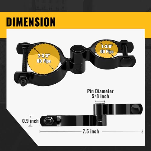 VIVIDA Chain Link Gate Hinge Kit 1-3/8" x 2-3/8", Black Fence Gate Hardware | Include 1-3/8" x 2-3/8" Black Fence Gate Hinge Kit, 1-3/8" x 2-3/8" Black Chain Link Gate Latch - size: 1-3/8" × 2-3/8" (BLACK)