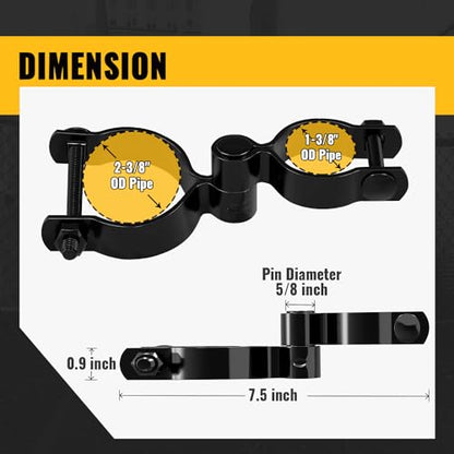 VIVIDA 1-3/8" x 2-3/8" Chain Link Fence Black Gate Hinge Kit, 2 Pack - color: Black (2 Set), size: 1-3/8" x 2-3/8"