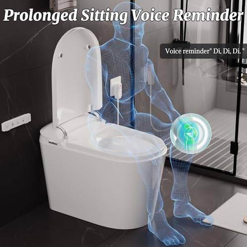 Smart Bidet Toilet with Tank Foam Shield Dual Auto Flush/Lid&Seat | Foot Sensor UV-C light Electric Modern One Piece Toilet for Bathroom with Siphon Dual Flush 0.8/1.2 GPF MAP 1000g - color: Snow White