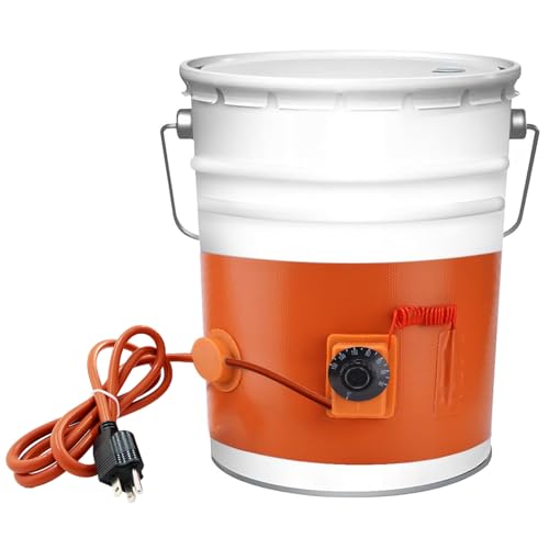 5 Gallon Bucket Heater, Steel Drum Barrel Heater Band Pad 5gal Kit with Thermostat for Metal Bucket Oil Lube Water 120 Volt 800 Watt