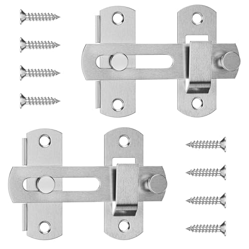 4 Inch Flip Latch Gate Latches, 180 Degree Flip Barn Door Lock Latch, Heavy Duty SUS304 Stainless Steel Flip Sliding Latch, Bolt Buckle Lock for Barn Sliding Doors, Brushed Nickel, 2 Pack - color: Brushed Nickel