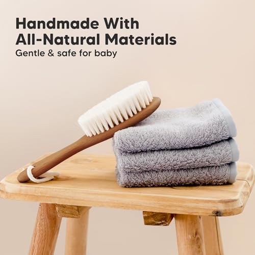 Wooden Baby Hair Brush for Toddler, Infant Cradle Cap(Dark Walnut, Regular) - color: Dark Walnut, size: Oval, Regular 7"
