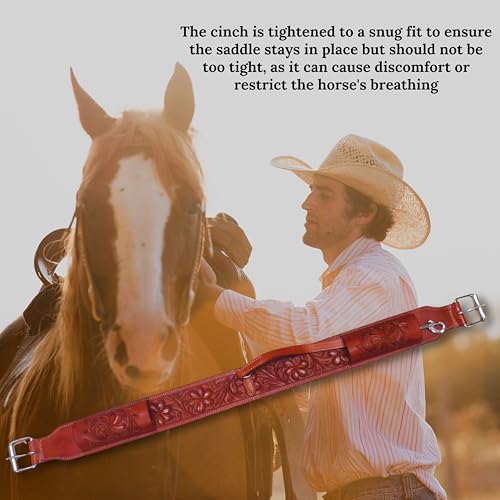 Hulara Western Carved Leather Rear Flank Back Saddle Girth Cinch Belt with Bucking Strap Comfytack |Premium Flank Cinch Belt Leather Horse Girth - color: Brown Flower