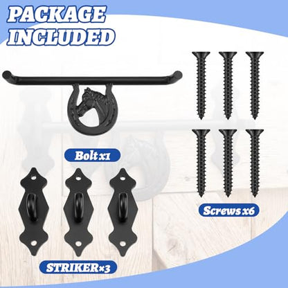 LEIFIDE Horseshoe Door Latch Heavy Duty Steel Barn Stall Door Latch Left and Right Side Doors Latches for Sliding Barn Doors Vinyl Fence Shed