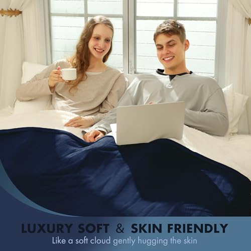 Queen Size Heated Blanket Navy, Dual Control, Overheat Protection - color: 07 - Navy, size: Queen - 84" x 90"