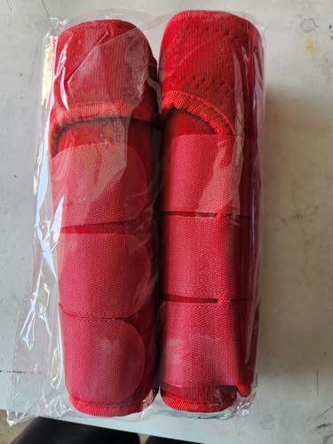 Horse Medicine Brushing Boots Leg Wrap Protection Set of 2 Sports Full Horse (Red)