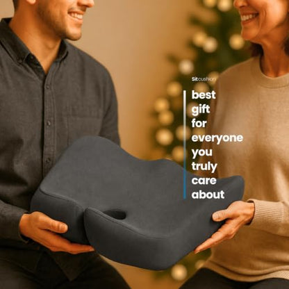 Ergo Office Chair Cushion for Back Pain, Sciatica, Tailbone Pain Relief | Extra Large Office Chair Cushion for Healthy Sitting Posture, Sciatica Pain Relief Pillow With Extra Cover (Gray) - color: Dark Gray & Light Gray