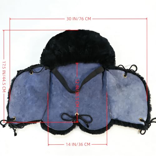 Sheepskin Saddle Seat Cover，Genuine Sheepskin Western Saddle Pad - color: Black