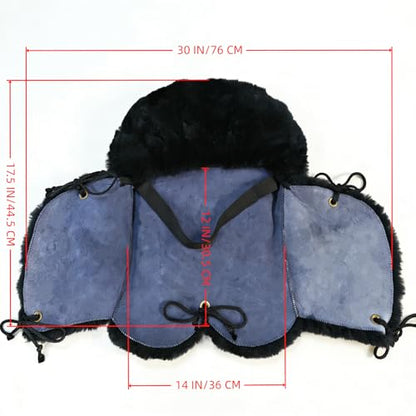 Sheepskin Saddle Seat Cover，Genuine Sheepskin Western Saddle Pad - color: Black