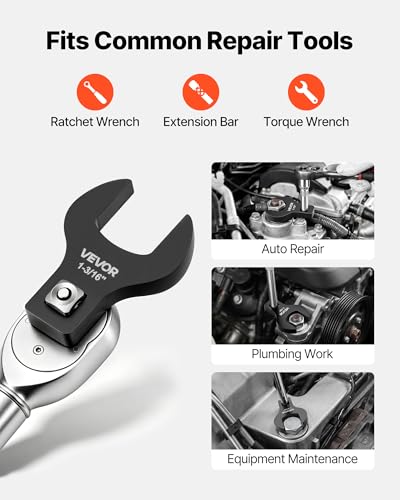VEVOR Crowfoot Wrench Set, 1/2" Drive, 14-Piece SAE 1-1/16" to 2" Crows Foot Wrenches, with Storage Tray, Dual Size Markings on Tools and Tray, for Auto Maintenance or Repairs - size: 1/2" 14 PCS Black
