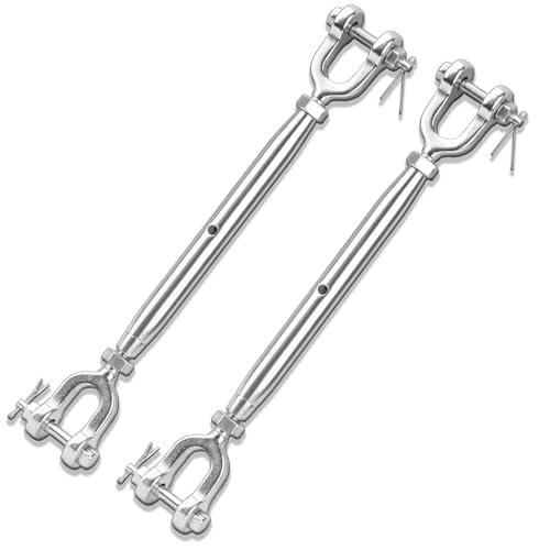 2PCS Turnbuckle, 5/16" (M8) 304 Stainless Steel Turnbuckle, 2100lbs Working Load Limit, Closed Body Jaw and Jaw Turnbuckles for Cables Wire Tensioning, Shade Sail, Clothesline, String Lights - size: 5/16in （2pcs）