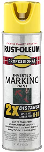 Rust-Oleum Professional 2X Inverted Marking Yellow Spray Paint | Utility Marking, Construction Layout, Survey Marking, High Visibility Color, 2X Distance Coverage, 15 oz - color: High Visibility Yellow, size: 15 Ounce (Pack of 1), style: 2X Distance