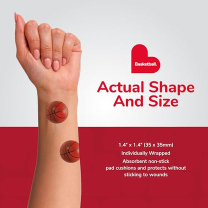BioSwiss Bandages, Basketball Shaped Self Adhesive Bandage Set, Latex Free, Sterile Wound Care, 24 Count - size: 24-Count Box, style: Basketball