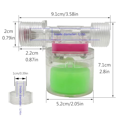 Transparency Water Float Valve, Water Level Control Water Tank Traditional Float Valve Upgrade (1/2” to 1/4“ SIDE) - size: 1/2” to 1/4“ SIDE