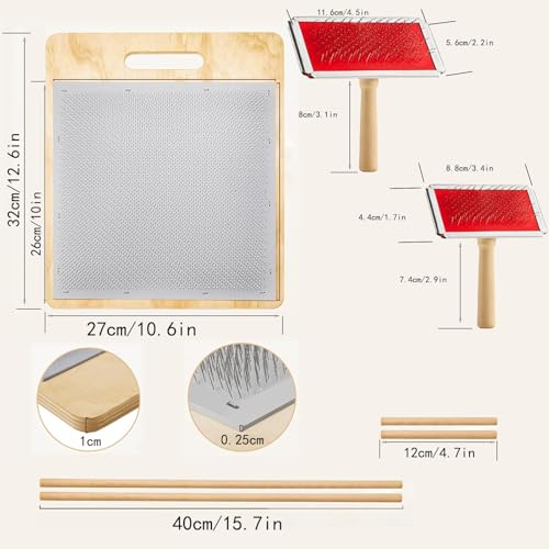 JZCHBL 6PCS Wool Blending Board Carding Brush Set, Yarn Making Kit, 4 Wood Craft Sticks Two Brushes for Combing