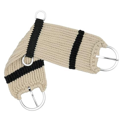Weaver Equine Rayon 17 Strand Horse Cinch, Anti-Slip Saddle Cinch Girth with Flat Buckle, Western Horse Riding Supplies, ‎Tan/Black