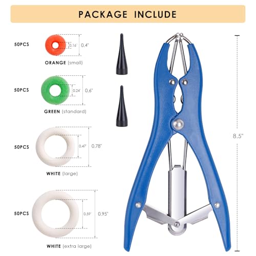 Livestock Castration Bander with 4 Sizes of Castrator Rings