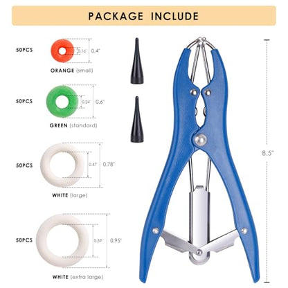 Livestock Castration Bander with 4 Sizes of Castrator Rings