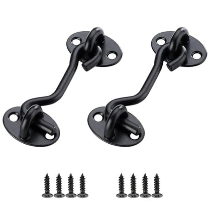 2 Pcs Barn Door Lock, 3 inch Steel Hook and Eye Latch for Door, Black - size: 3 Inch
