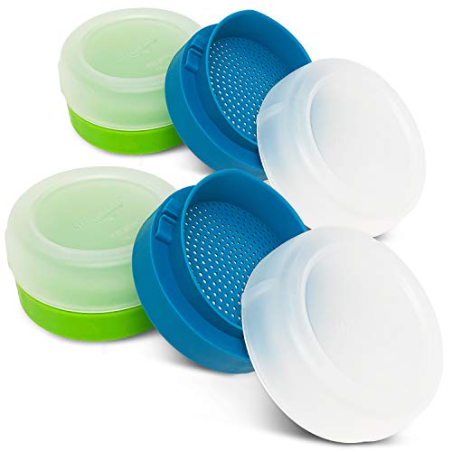Masontops Kefir Caps - Wide Mouth Mason Jar Lids - Water Kefir Grains Strainer Mason Jar Kefir Jar - Home Water Kefir Starter Kit Kefir Fermenter Container - 4 Pack - size: Kefir Cap 4PK