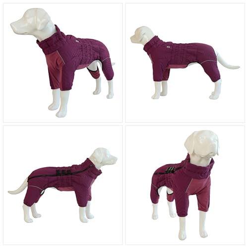 Warm Dog Coat Double Layers Dog Vest, 4 Legs Covered Windproof Waterproof Reflective, Purple XS - L - color: Purple, size: XS (back 9.5")