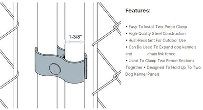 Plutreas Chain Link Fence Panel Clamps 1-3/8" Dog Kennel Panel Clamps for Round Pipe Panel Frame (Set of 20)