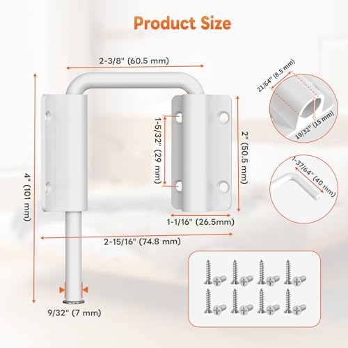 Upgraded Sliding Door Loop Lock, Gate Latches, White-2PCS - color: White-2PCS