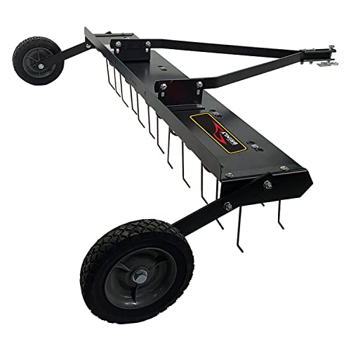 Brinly 48" Tow Behind Grass Dethatcher, Removes Thatch on Large Lawns in Less Time - Flat Black - color: Flat Black