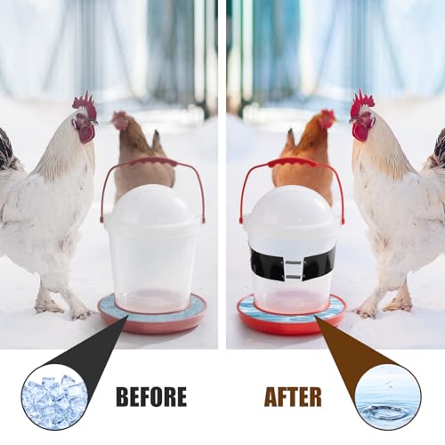Glooglitter Thermostat Chicken Waterer Heater Self-Regulating Heating Bucket Belt for 2-5Gal Bucket with 6ft Power Cord for Freezing Winter Thermostat Chicken Water Insulation(Classic 2set) - style: Classic 2set