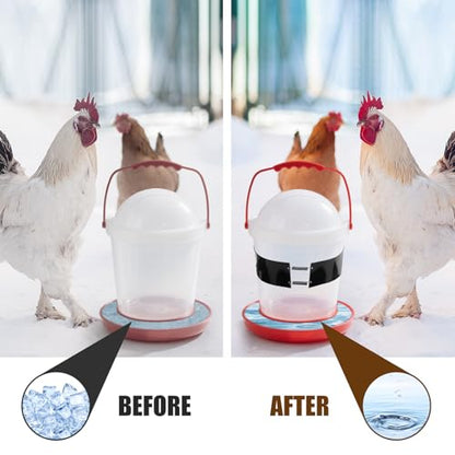 Glooglitter Thermostat Chicken Waterer Heater Self-Regulating Heating Bucket Belt for 2-5Gal Bucket with 6ft Power Cord for Freezing Winter Thermostat Chicken Water Insulation(Classic 2set) - style: Classic 2set