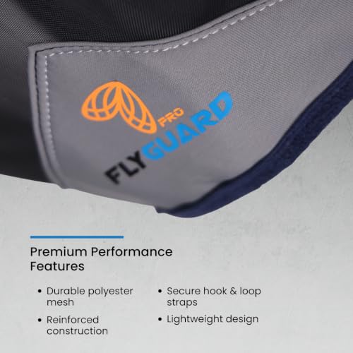 Shires FlyGuard Pro Fine Mesh Fly Mask with Ears & Open Forelock – Full Size | Lightweight Breathable Mesh Fly & Insect Protection | Turnout, Grazing & Stable Use | Navy Colour - color: Navy, size: Full