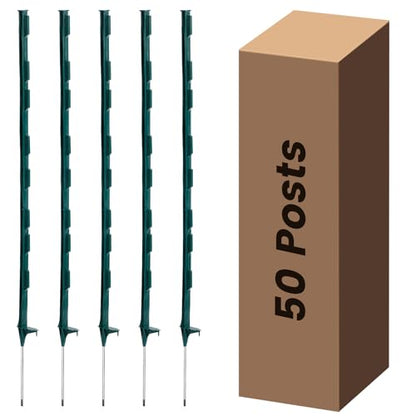 Electric Fence Posts 50 Pack, Green 48 inch Step in Fence Posts - color: Green, size: 48 INCH-50 PCS
