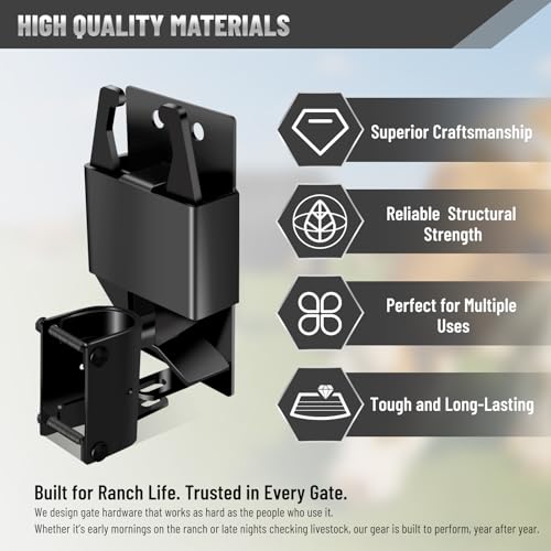 2 Pcs Farm Gate Latch, Heavy Duty 2 Way Gate Latch Lockable, Livestock Gate Latches for Metal Gates, Ranches, Farms, Stables, Horse Corrals, Pet Cages, Black Hardware with Screws