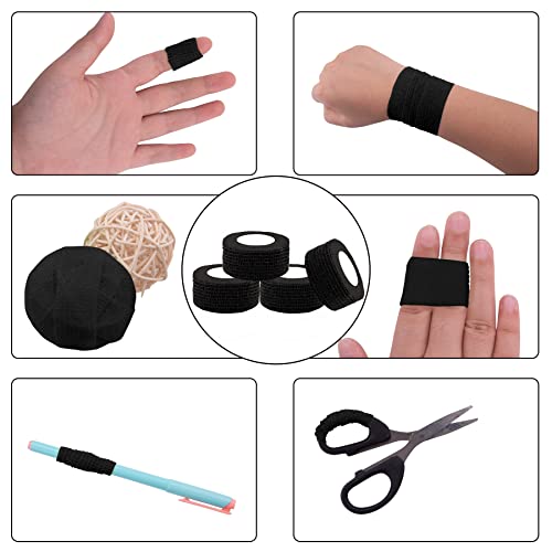 BQTQ 40 Rolls Self Adhesive Bandage Wrap 1 inch Self Adherent Tapes(Black) - color: Black, size: 1 Inch
