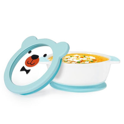 MR. CHOU Ceramic Baby Bowls with Suction Base, Infant Led Weaning Supplies with BPA Free Airtight Lid & Handles for Babies Self-feeding, 100% Food Grade Kid Bowls, Microwave & Dishwasher Safe, Blue - color: Blue-C