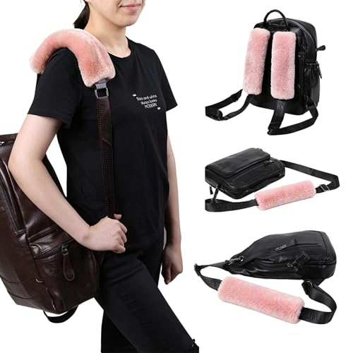 OGLAND 2 Pack Sheepskin Car Seat Belt Cover Pads | Wool Seatbelt Cushions - color: Soft Pink, size: Shearling Wool