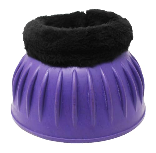 CHALLENGER Horse Training Ribbed Rubber Hoof Impact Overreach Protection Fleece Lined Bell Boots 41HI01 - color: Purple, size: X-Large