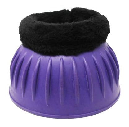 CHALLENGER Horse Training Ribbed Rubber Hoof Impact Overreach Protection Fleece Lined Bell Boots 41HI01 - color: Purple, size: X-Large