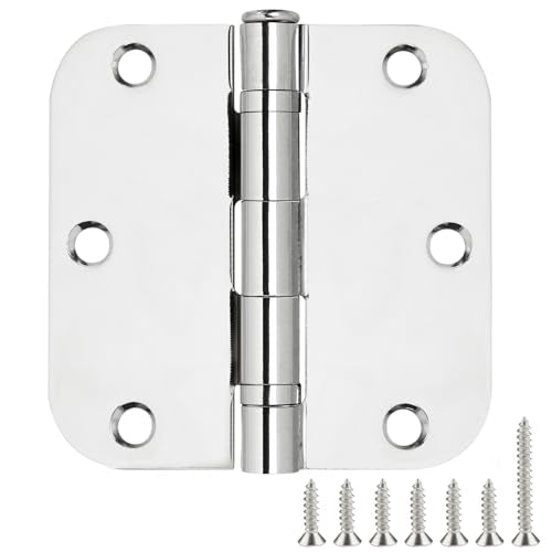 TDCHINGES Rounded Door Hinges Polished Chrome 3.5 Inch 5/8" Lasting Mute - color: Polished Chrome-Rounded, size: 1 Pack-Ball Bearing-lasting no squeak
